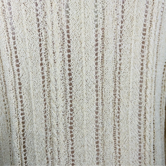 ASTR wrap front sweater pointelle v-neck long sleeve cream size m style at15838c - Picture 7 of 12